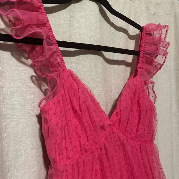🤍 LUSH Pink Polka Dot Tulle Mini Dress - Picture 5 of 8